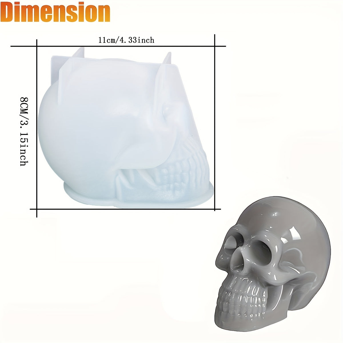 Large 3D Skull Silicone Mold for Resin Casting