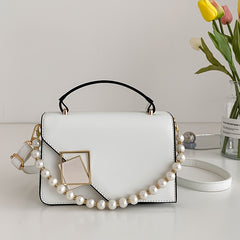 Women's Square Handbag Faux Pearl Chain Crossbody Bag