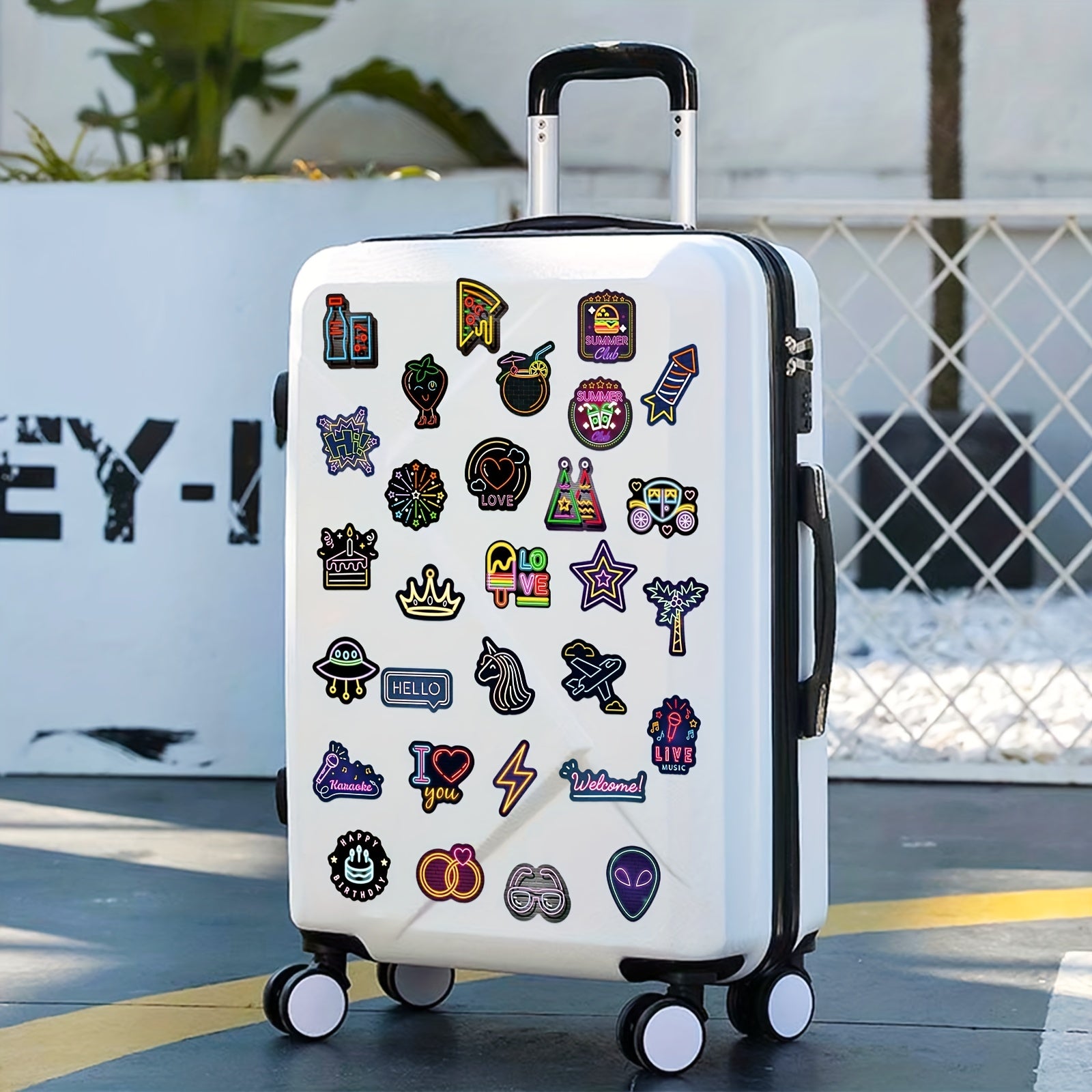 50pcs Neon Stickers for Luggage Water Cup Motorcycle
