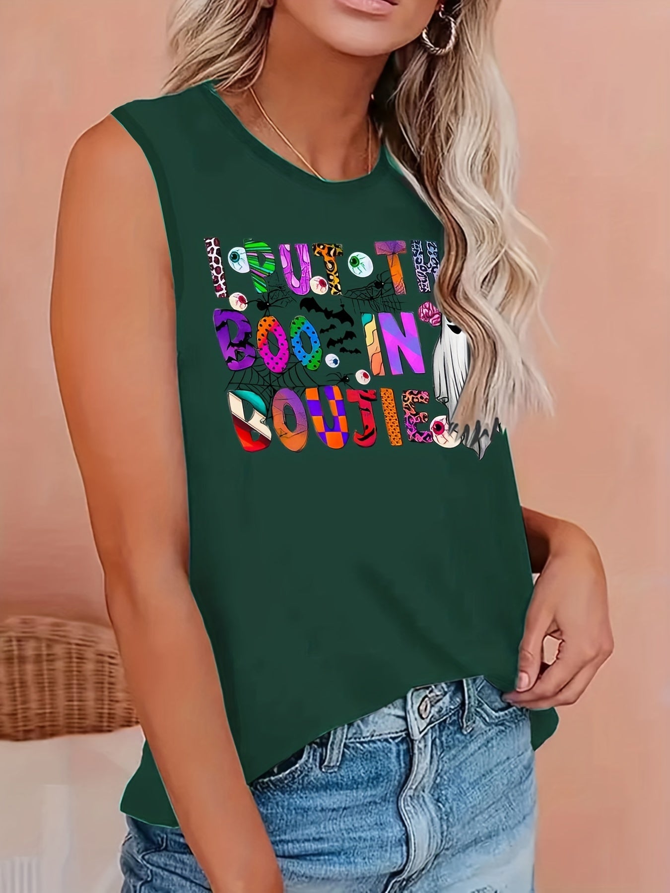  Skull & Letter Print Tank Top