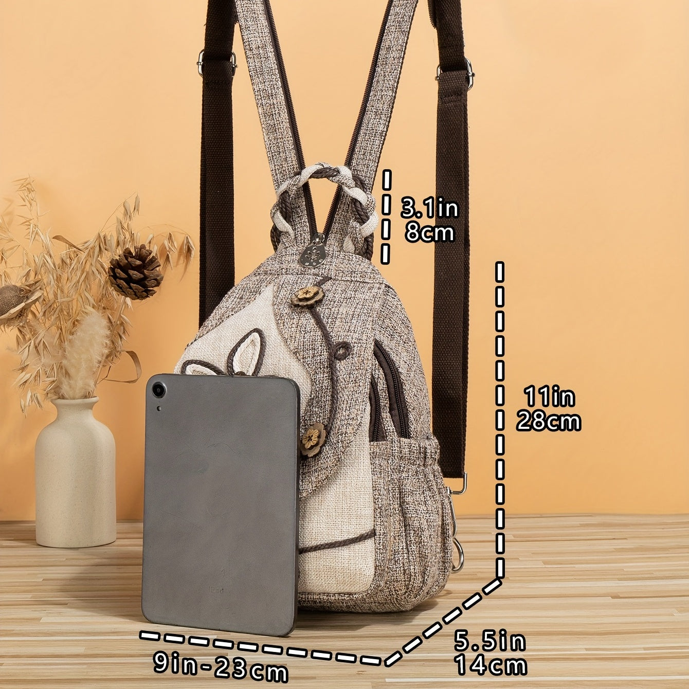 Vintage Ethnic Style Flap Backpack Floral Embroidered Daypack Bohemian Bag