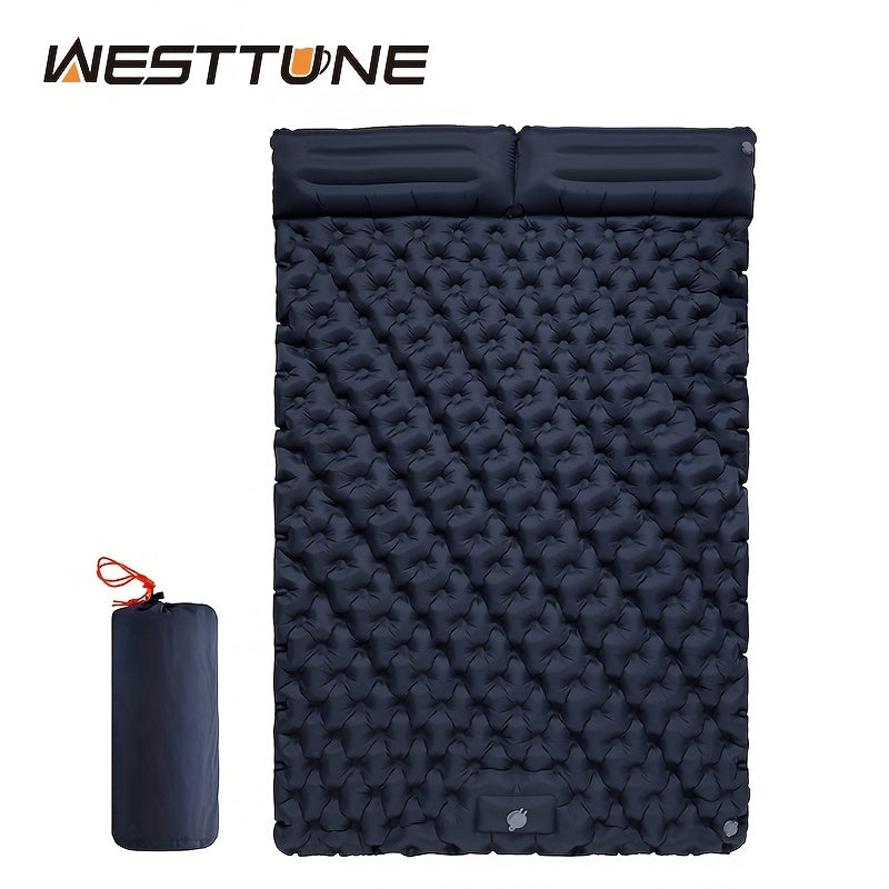 Double Inflatable Mattress with Built-In Pump for Camping and Travel