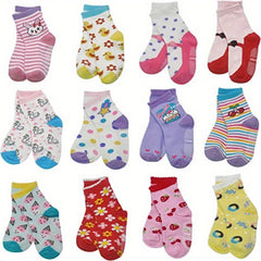 12 Pairs Kids Anti-Skid Crew Socks Breathable Comfy Children's Socks