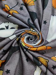 Women's Plus Ghost & Pumpkin Print Long Sleeve Cardigan