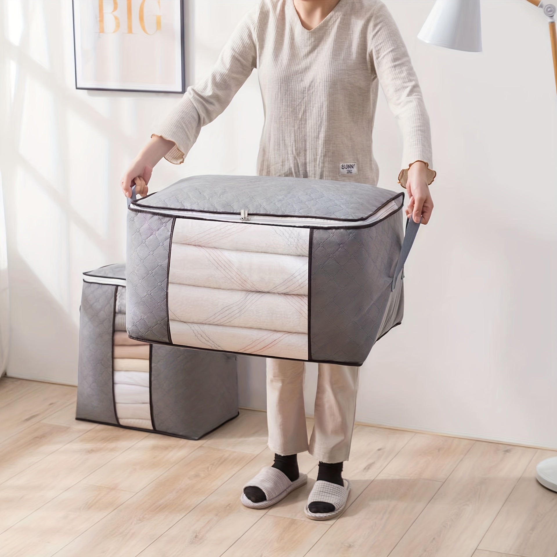 Non Woven Clothes Storage Box With Window & Handles