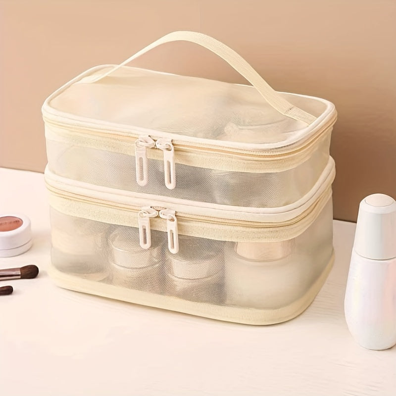 Mesh Transparent Toiletry Bag Portable Handheld Cosmetic Storage Bag