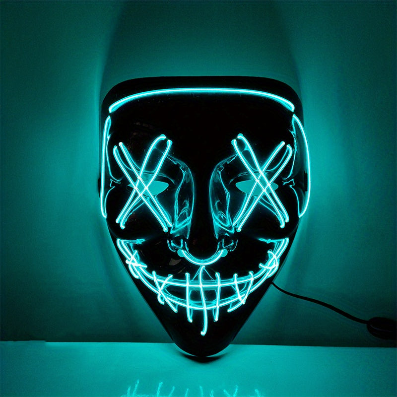 Men's LED Luminous Cyberpunk Tech Mask for Halloween Dress-Up