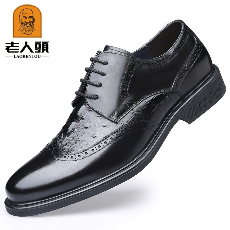 LAORENTOU Men's Leather Wingtip Oxford Derby Shoes