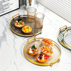 Creative Round Tray Modern Tea Tray Dessert Tray Decorative Plastic Tray