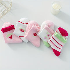 5 Pairs Kids Cotton Mesh Tube Socks Breathable Cartoon Baby Socks