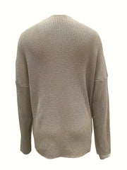  Solid Long Sleeve Round Neck Sweater