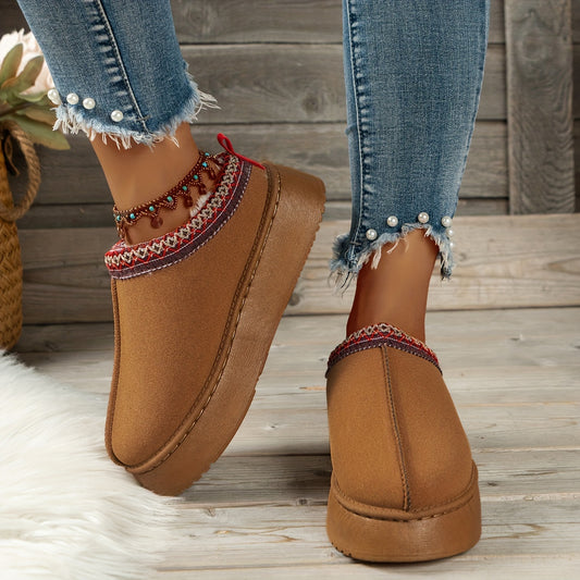 Women's Platform Short Boots Plush Lined Ankle Boots Winter Comfort