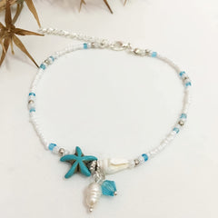 Starfish Conch Beach Anklet Beaded Ankle Bracelet
