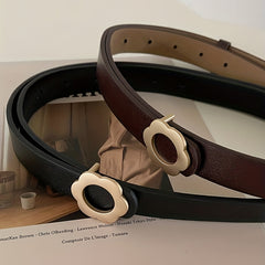 Flower Buckle PU Leather Belt for Women