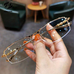Golden Wire Half Frame Glasses for Men