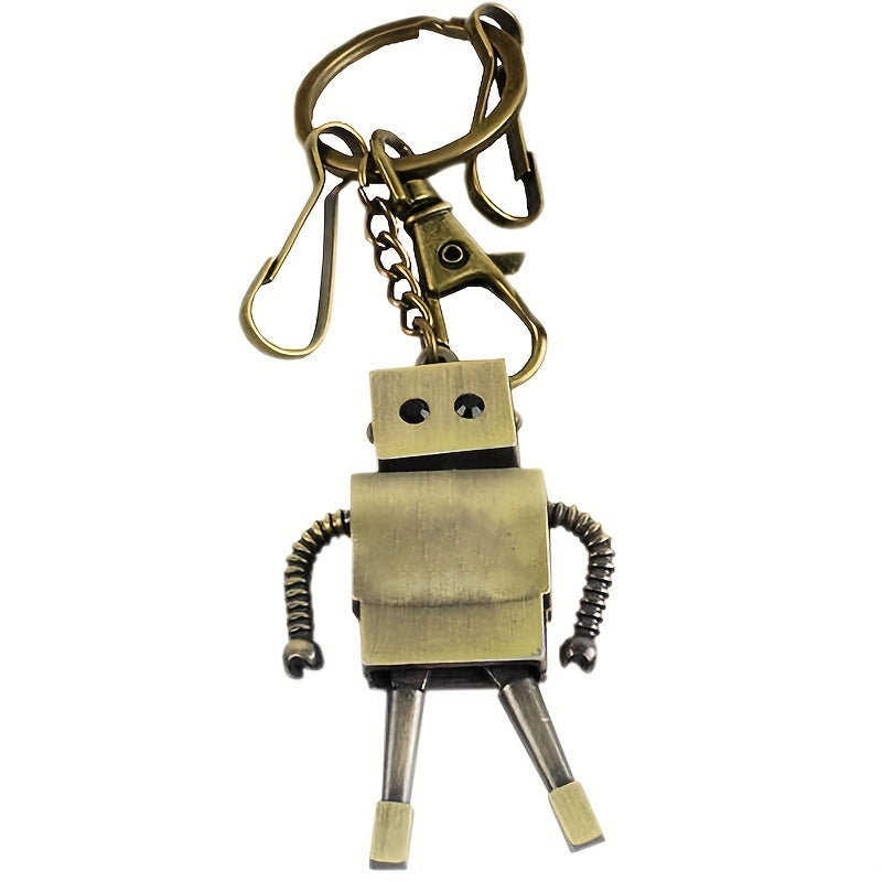 Mini Robot Car Keychain Retro Movable Alloy Key Chain Pendant Car Ornaments