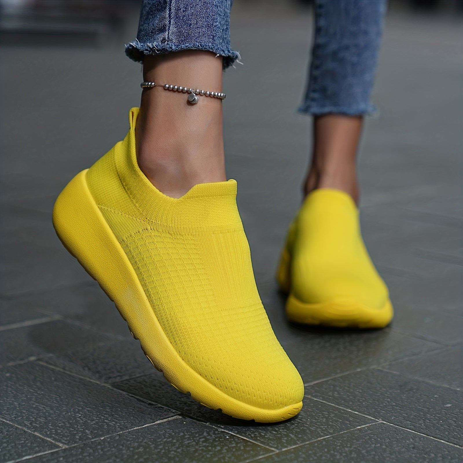 Comfy Mesh Breathable Woven Shoes Lightweight Slip On Casual Sock Shoes Walkin