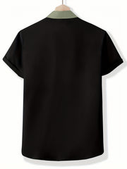 Casual Patchwork Block Short Sleeve Shirt Men's Hawaiian Shirt