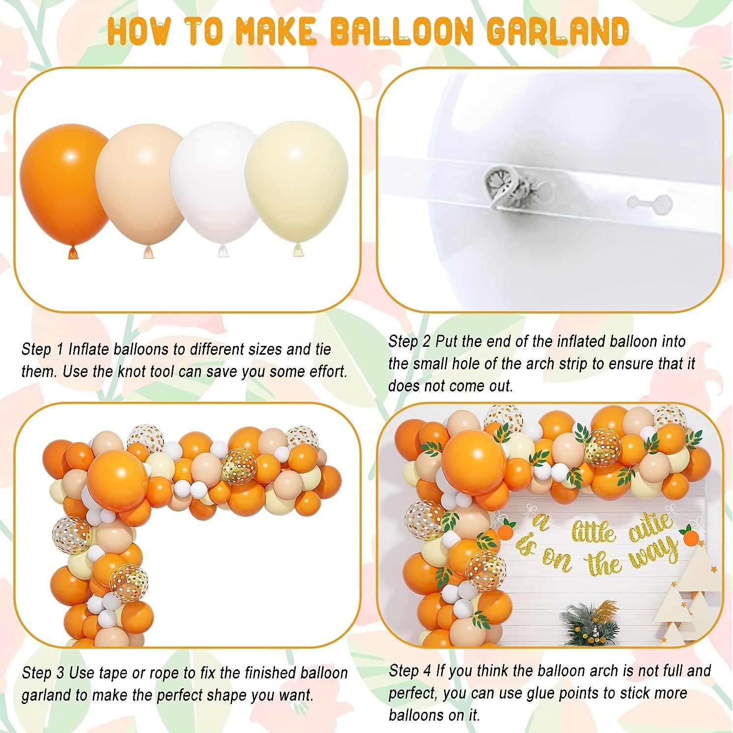 121pcs Orange Arch Balloon Set for Fruit Birthday Party