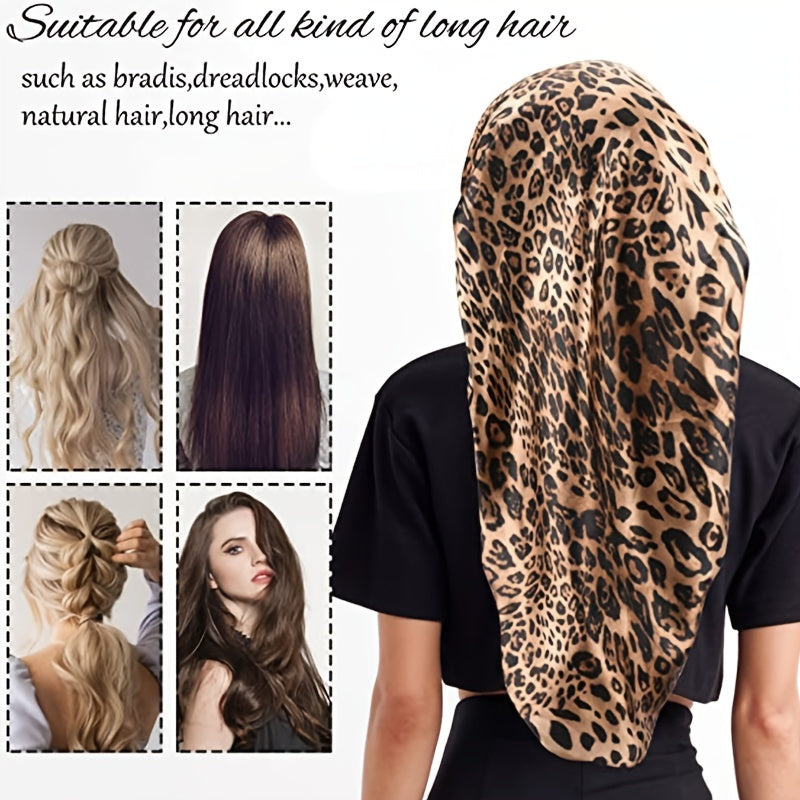 2pcs Satin Bonnet Women Leopard Print Hair Cap Silk Sleep Cap