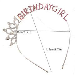 Pink Birthday Princess Tiara Rhinestone Happy Birthday Headband