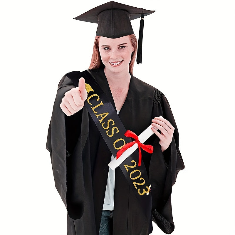 Graduation Party Crown Shoulder Strap Ribbon Golden Letter