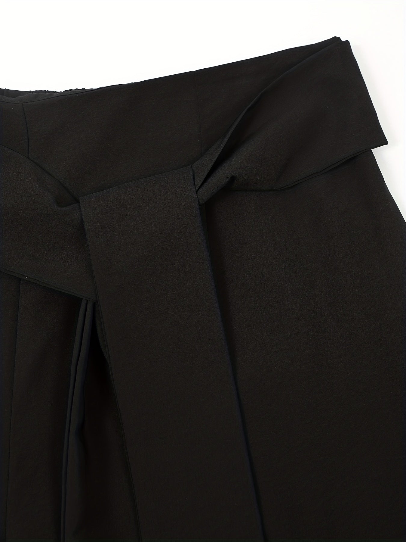  Solid High Rise Smock Wide Leg Trousers