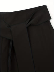  Solid High Rise Smock Wide Leg Trousers