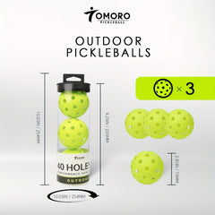 3pcs Outdoor Pickleball Balls 40 Holes For Training & Replacement