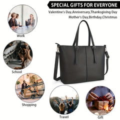 Women's Laptop Tote Bag Waterproof PU Leather Briefcase for Business Office Work