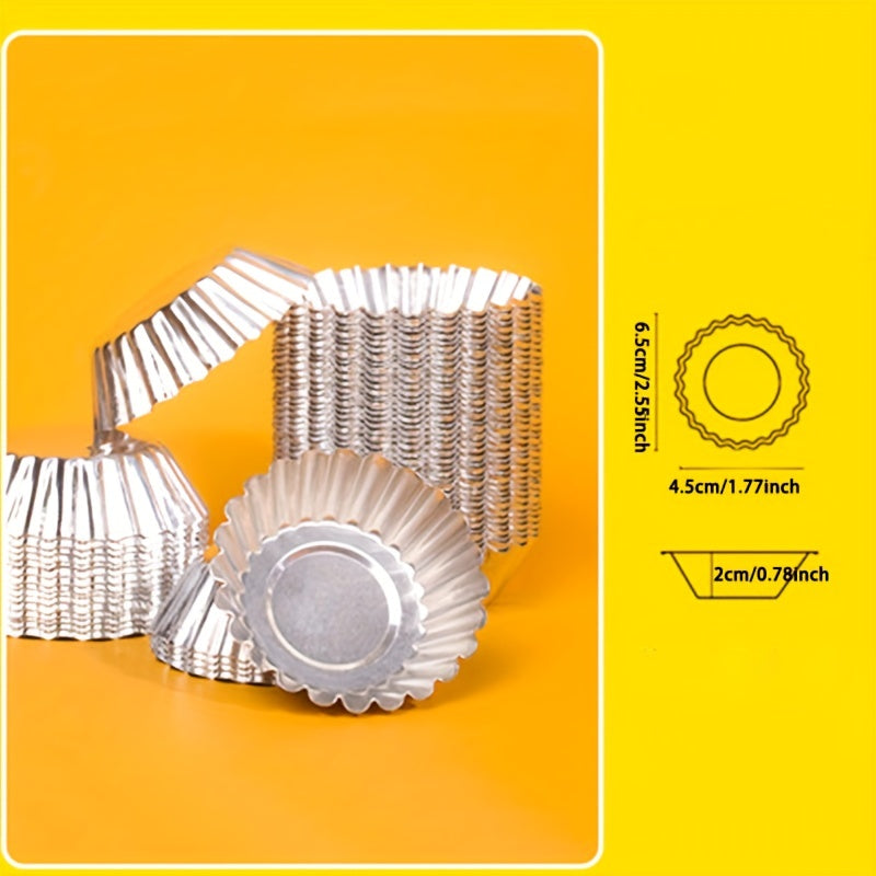 50pcs Disposable Egg Tart Molds Tin Foil Mini Tart Pans Non Stick