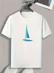 Sail Boat Print Men's Graphic T shirt Casual Tee For Summer Mens