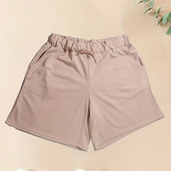  Solid Elastic Drawstring Stretch Shorts