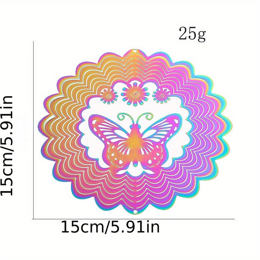 14 Flower Butterfly Wind Spinner 3D Rotating Gradient Wind Chimes