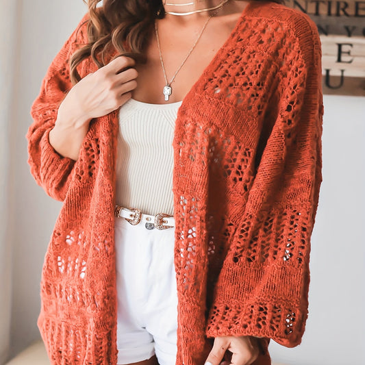 Women's Plus Size Casual Cardigan Solid Lantern Sleeve Open Front