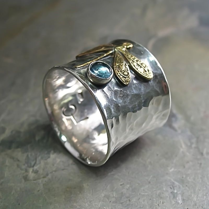 Men's Wide Brim Dragonfly Gem Ring