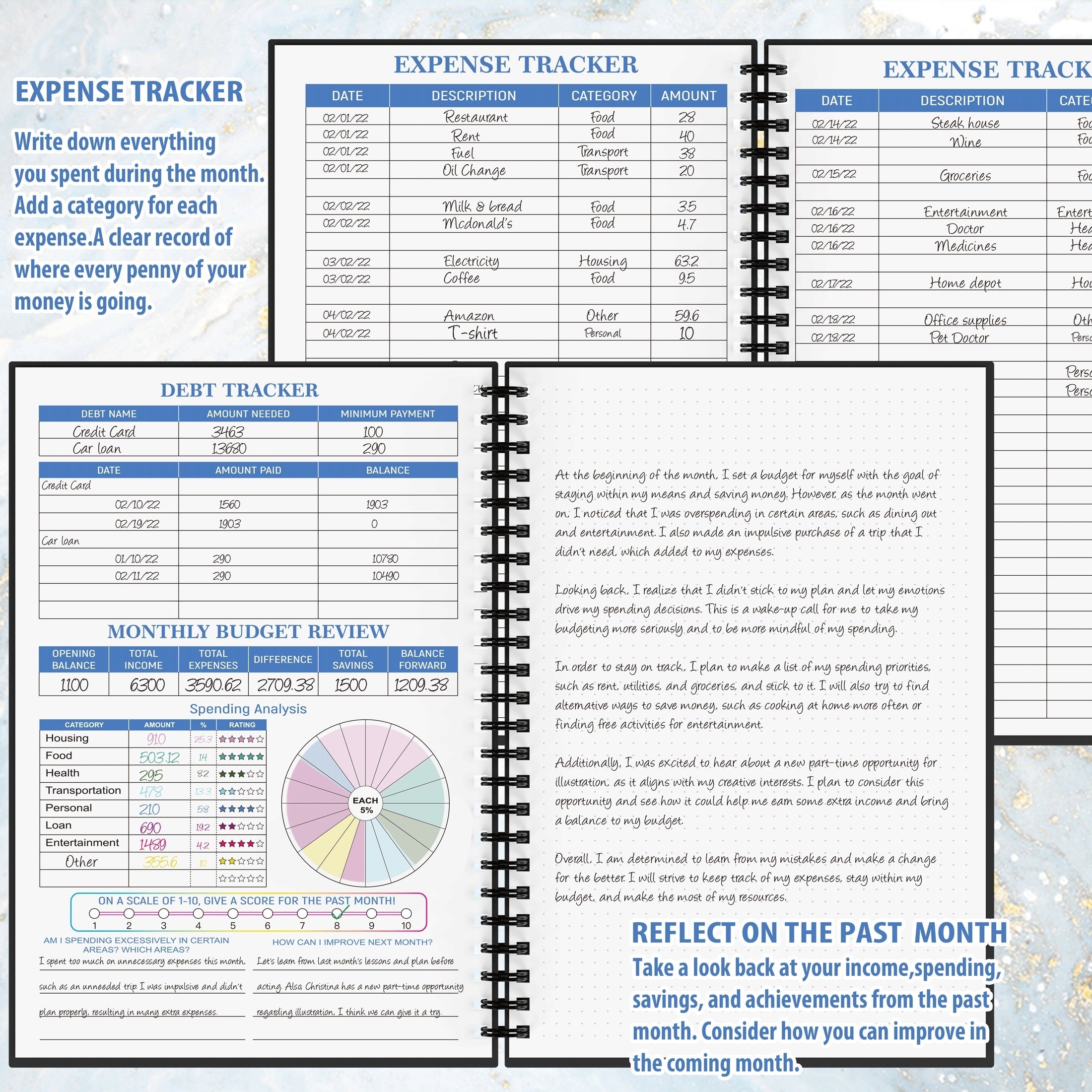 Budget Planner A5 Undated Notebook 100gsm Paper