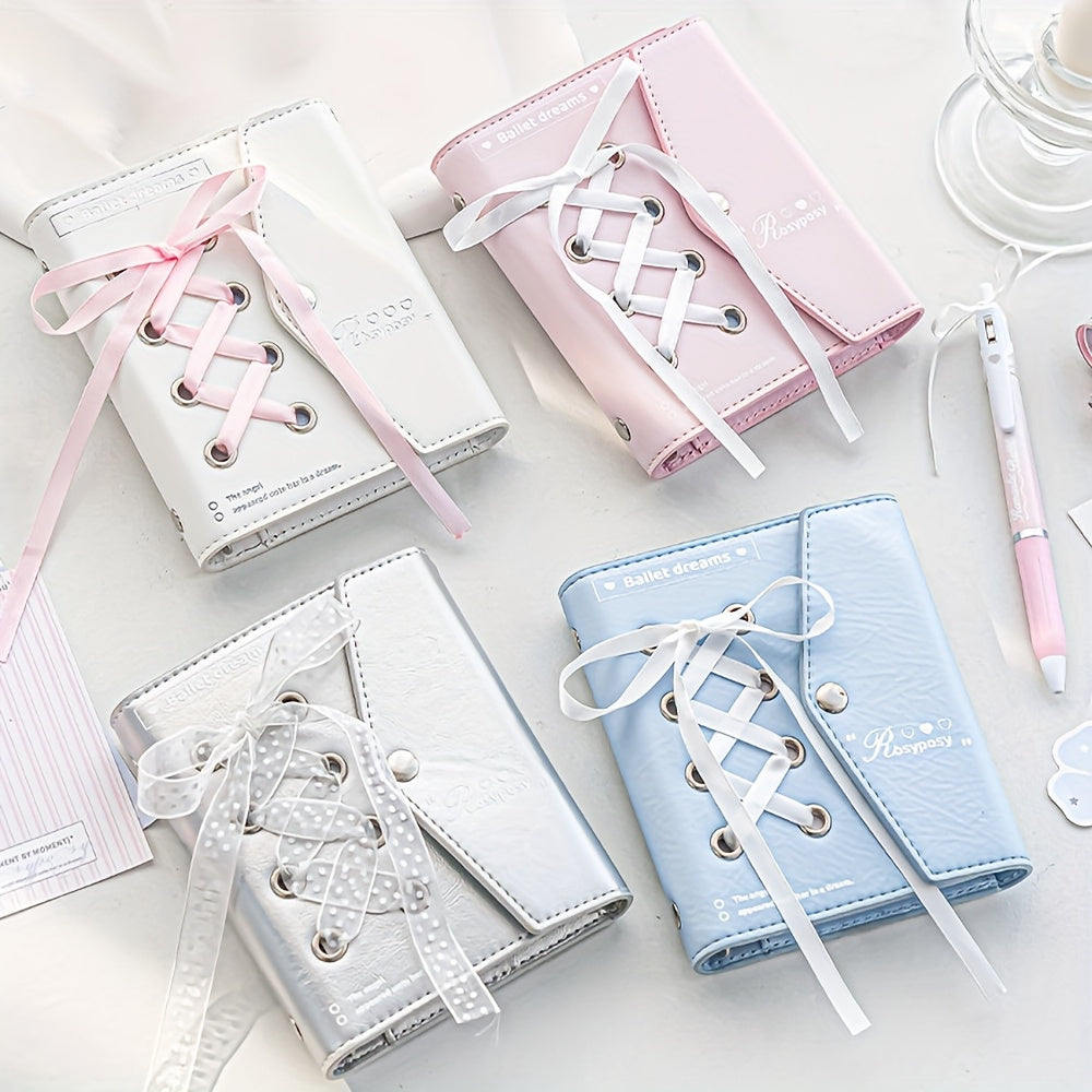 Stylish Ribbon Notebook Envelope Diary Display Window Laced Detail Journal