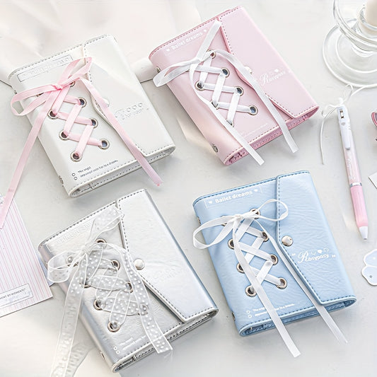 Stylish Ribbon Notebook Envelope Diary Display Window Laced Detail Journal