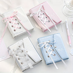Stylish Ribbon Notebook Envelope Diary Display Window Laced Detail Journal