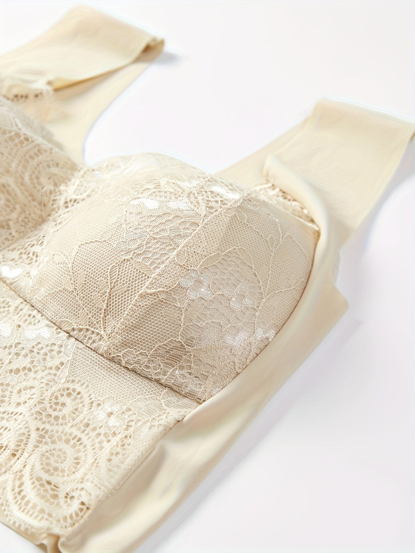 3pcs Lace Wireless Bras Comfy & Breathable Scallop Trim Bra Women's Lingerie