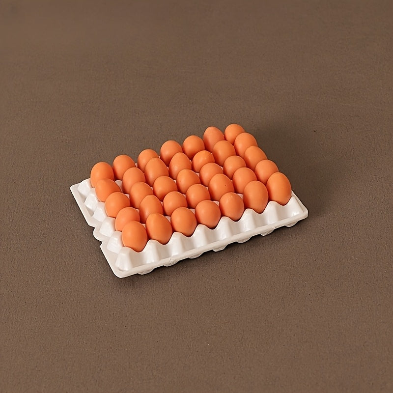 36pcs Simulation Egg Set with Egg Tray Small Statue Ornaments DIY Model Prop