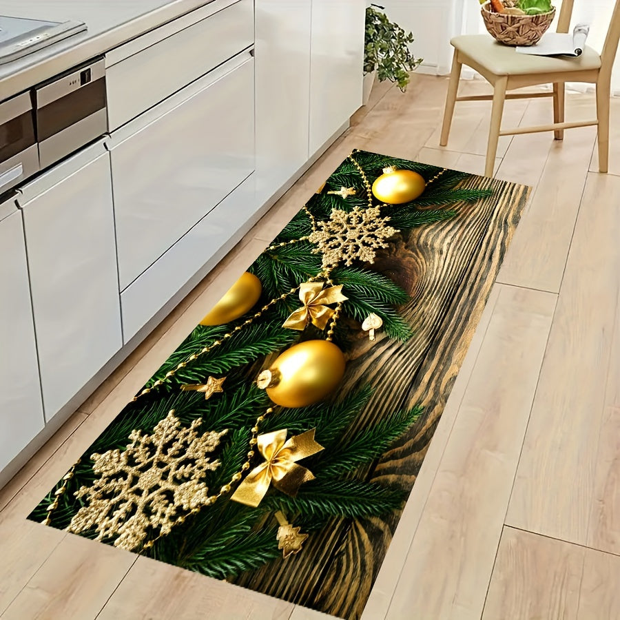 Cute Santa Claus Print Kitchen Mat - Winter Xmas Decor