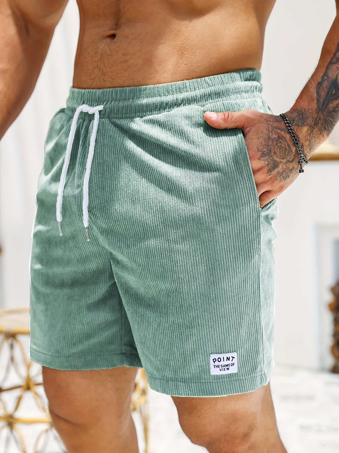 Men's Drawstring Corduroy Shorts for Summer