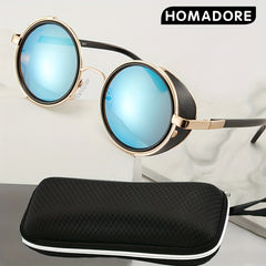 Homadore Steampunk Style Polarized Sunglasses Round Metal Frame