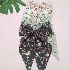 4pcs Floral Streamer Bow Hair Clip for Baby Girls