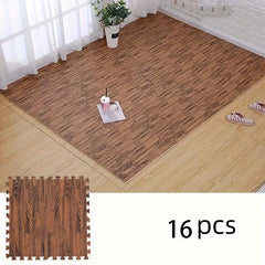 16pcs Plush Puzzle Foam Floor Mat - Interlocking Carpet Fluffy Area Rug
