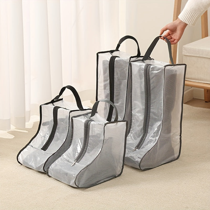 Transparent PVC Mesh Shoe Storage Bag with Zipper for Shoes and Boots