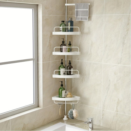 4 Tier Corner Shower Caddy Telescoping Rod Shower Rack