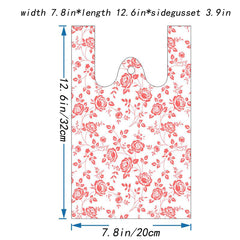 50pcs Rose Pattern Shopping Bags for Fruit, Food, Bread, Salad
